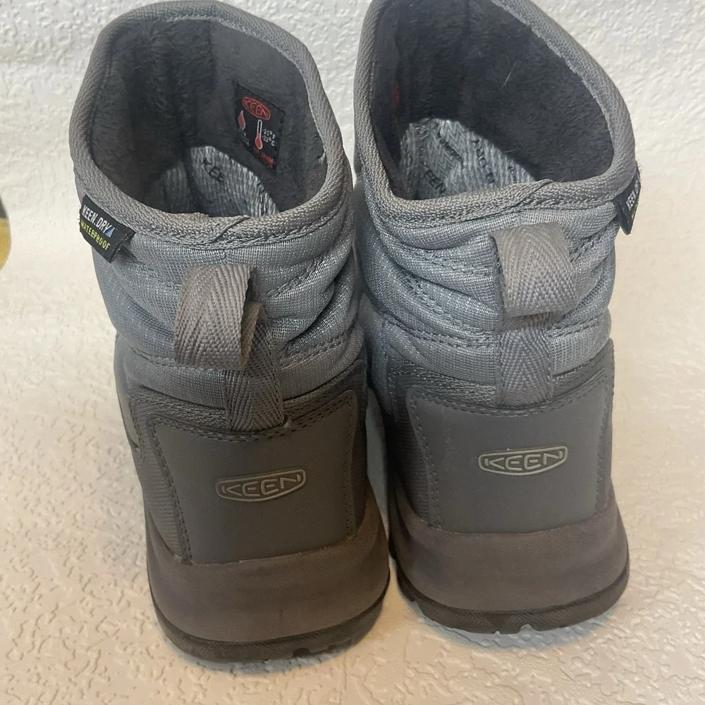 Keen TerradoraII Womens Wintry Boots Sz 7 Gray/Silver Waterproof Pull On Quilted